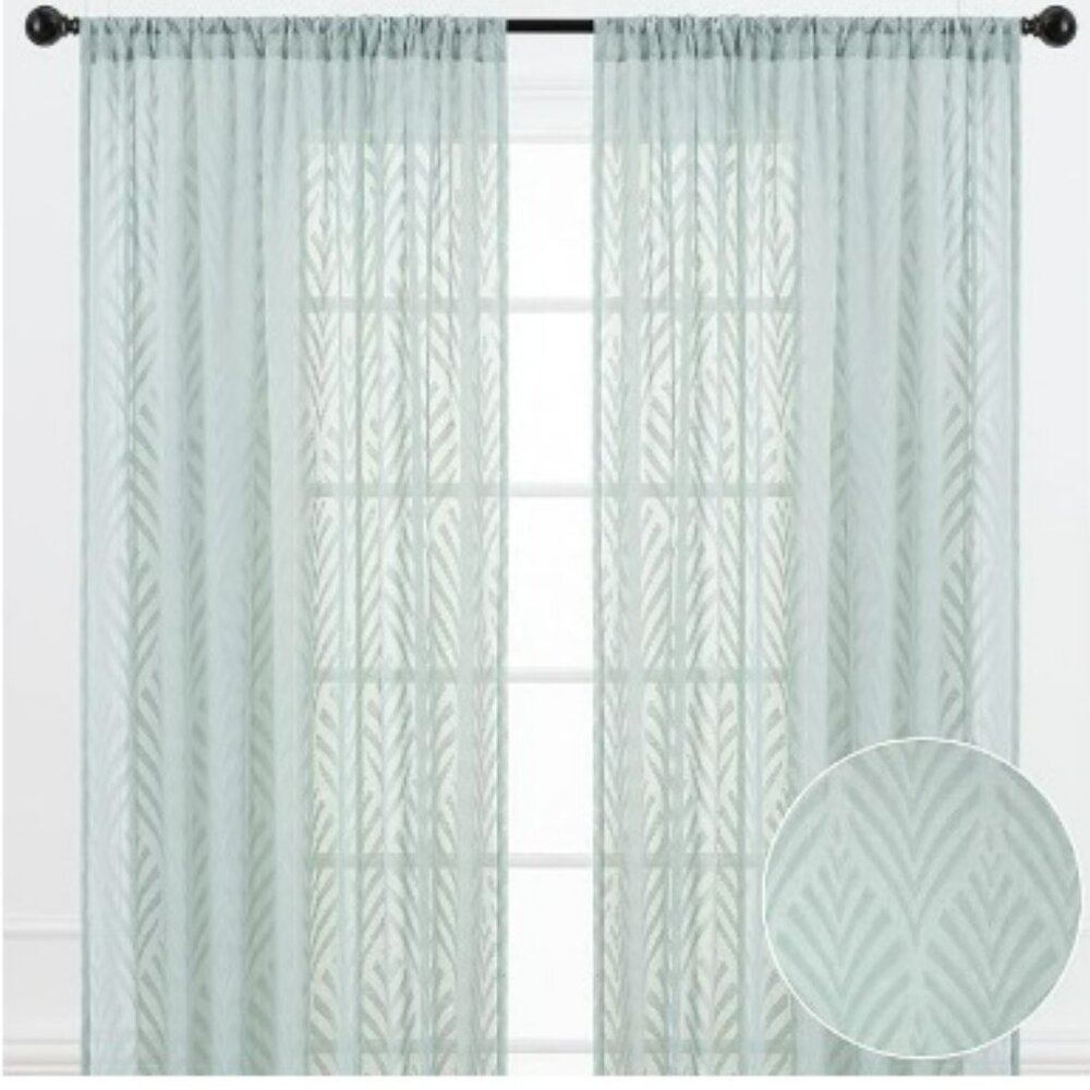 NEW Chanasya Premium Leaf Voile Sheer Curtains 2 Pack‎ Panels 62 x 53